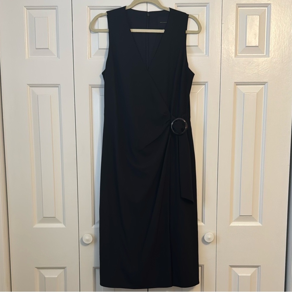 Alex Marie Classic Black Midi V-neck Wrap Dress